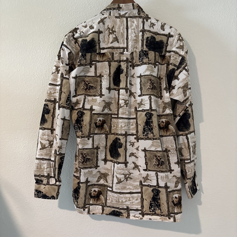Vintage North River Outfitters Button Down Lab Bird Dog Hunting AOP Men's M - Picture 5 of 10